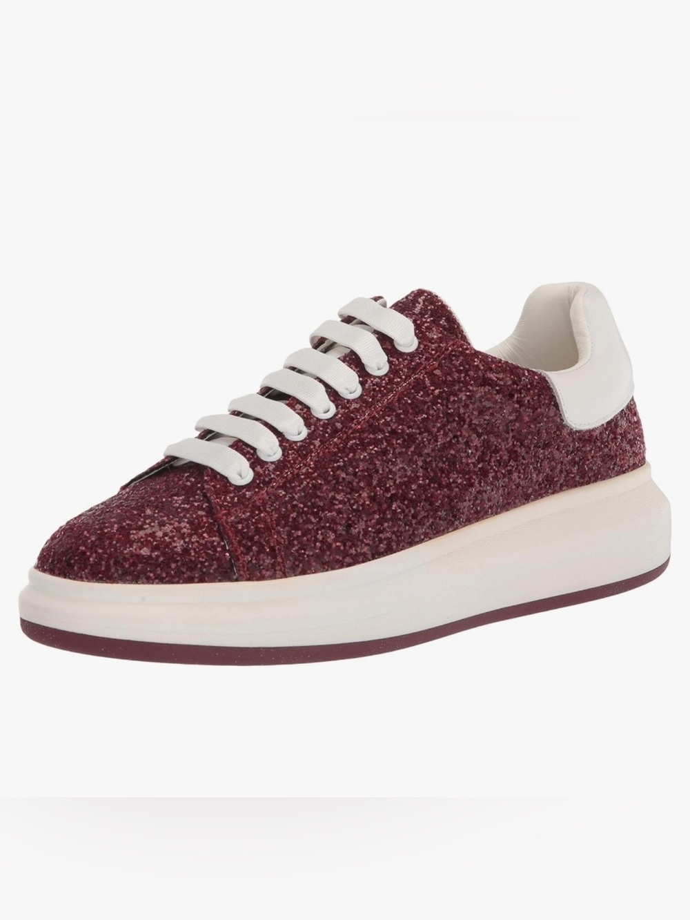 Blondo Glitter Low-Top Sneaker in Burgundy and White